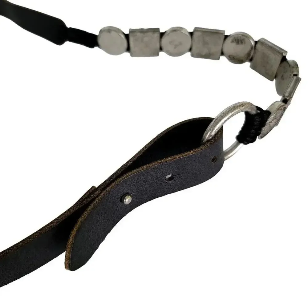 Antoniazzi Firenze Leather Belt Black Silver Women Size XL Italian Designer
